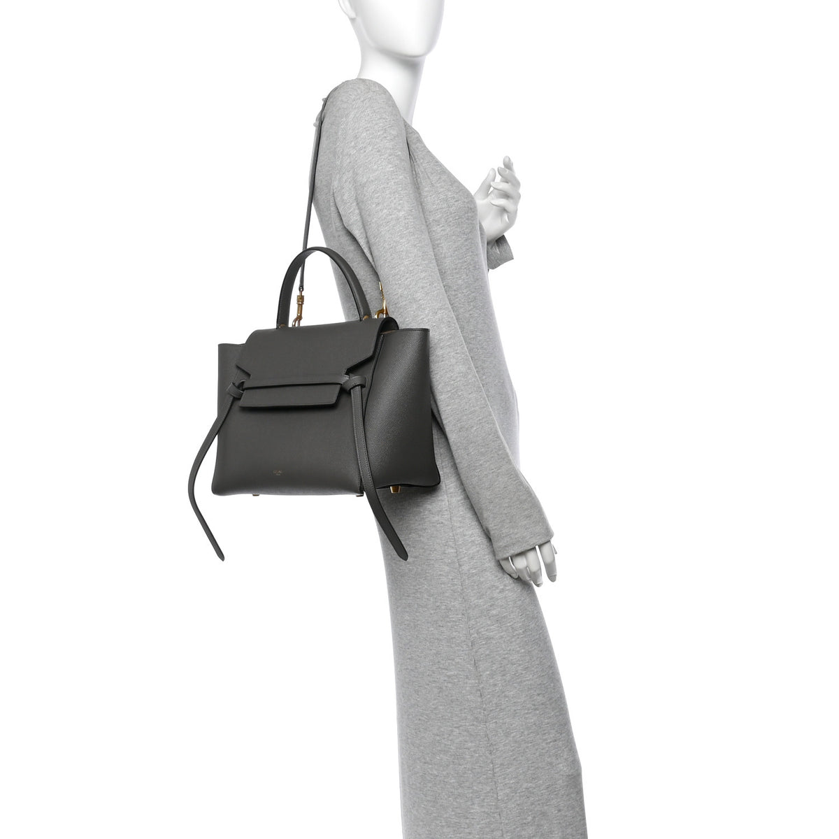 Celine Grained Calfskin Mini Belt Bag Grey 2 of 10