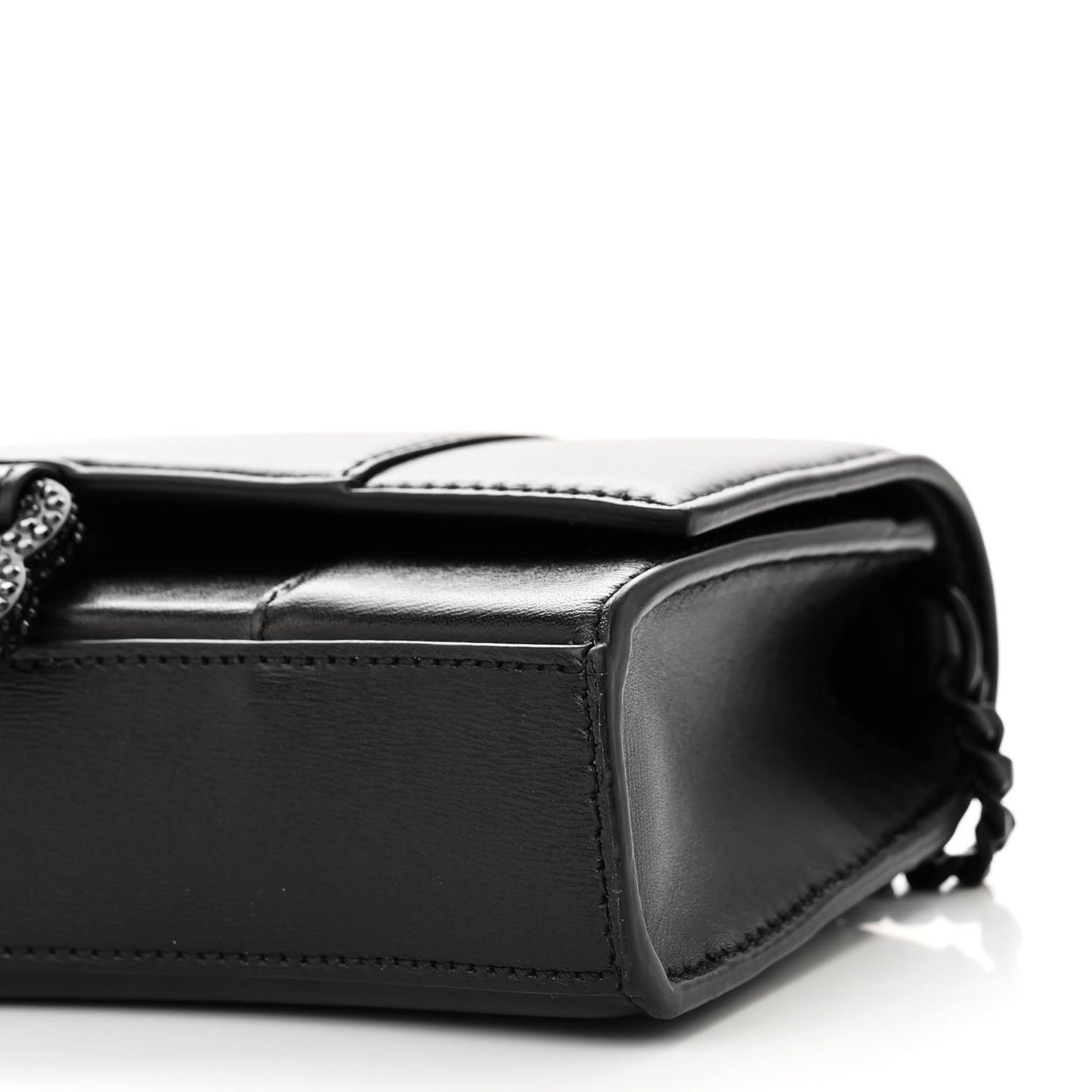 Calfskin Strass Monochrome Hourglass Chain Bag Black