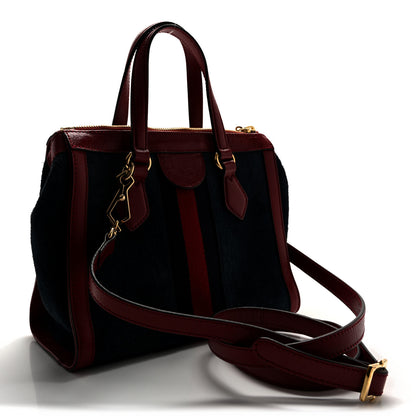 Gucci Suede Calfskin Web Small Ophidia Tote Bag New Blue Romantic Cherry 3 of 10
