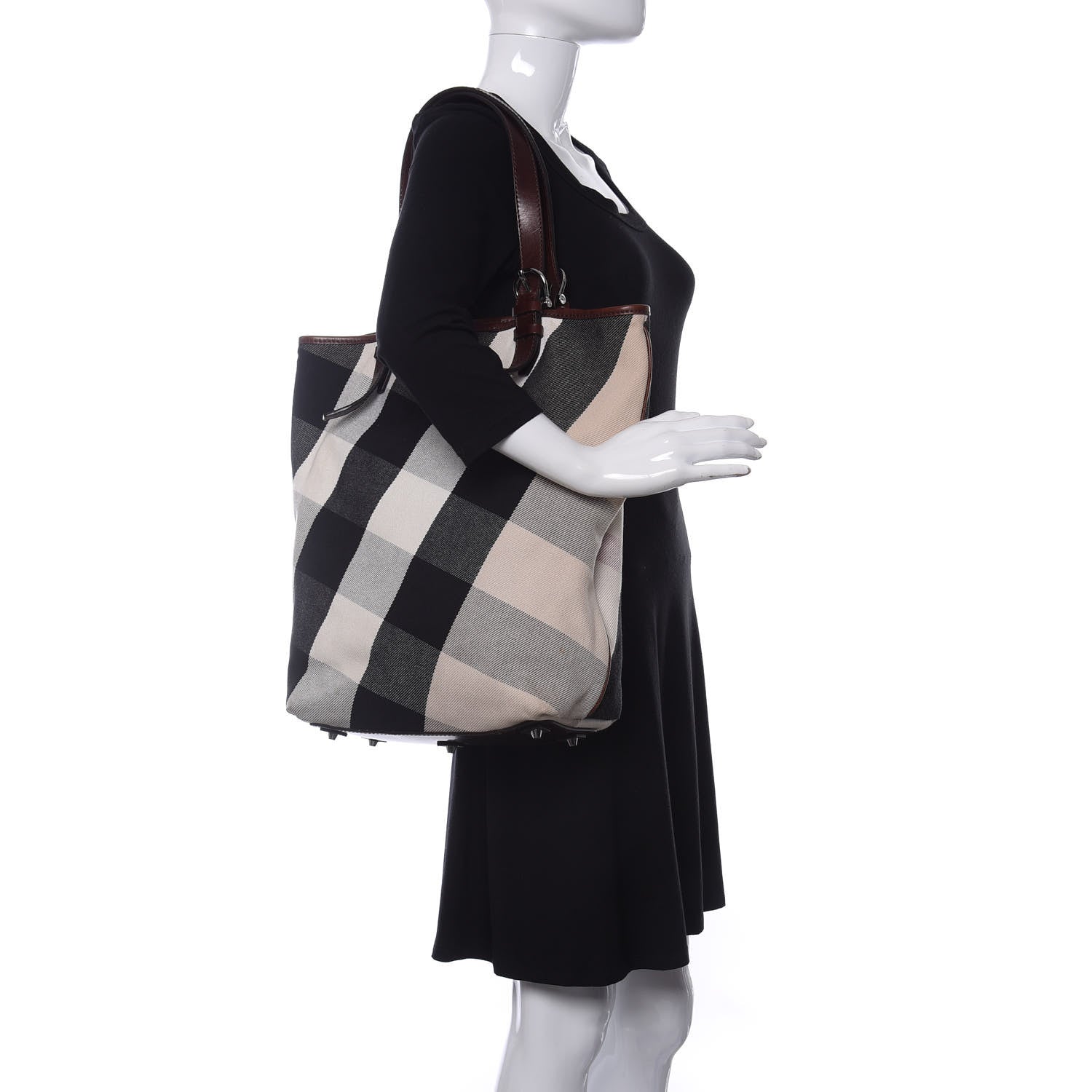 Burberry Canvas Mega Check Print Tote Beige 2 of 11
