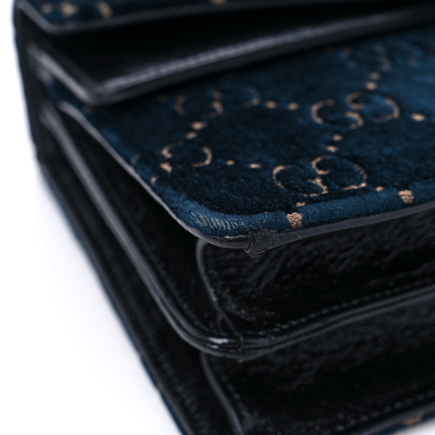 Velvet Skipper GG Monogram Small Dionysus Shoulder Bag Blue Beige Black