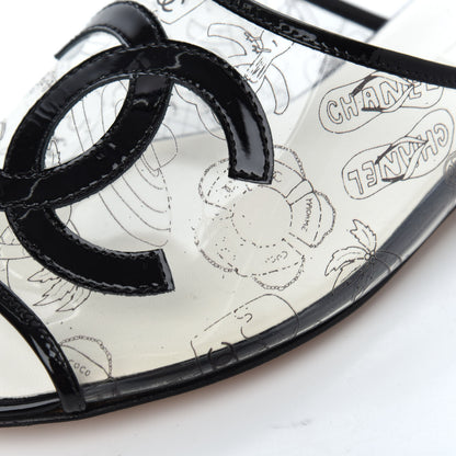 Chanel Patent PVC CC Sandal Mule 37 Black 16 of 32