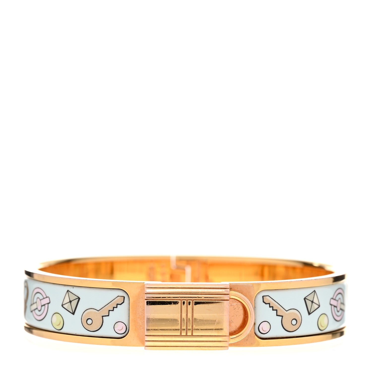 Hermes Enamel Narrow Clic Cadenas Locky Me Bracelet PM Songe Pastel 1 of 5