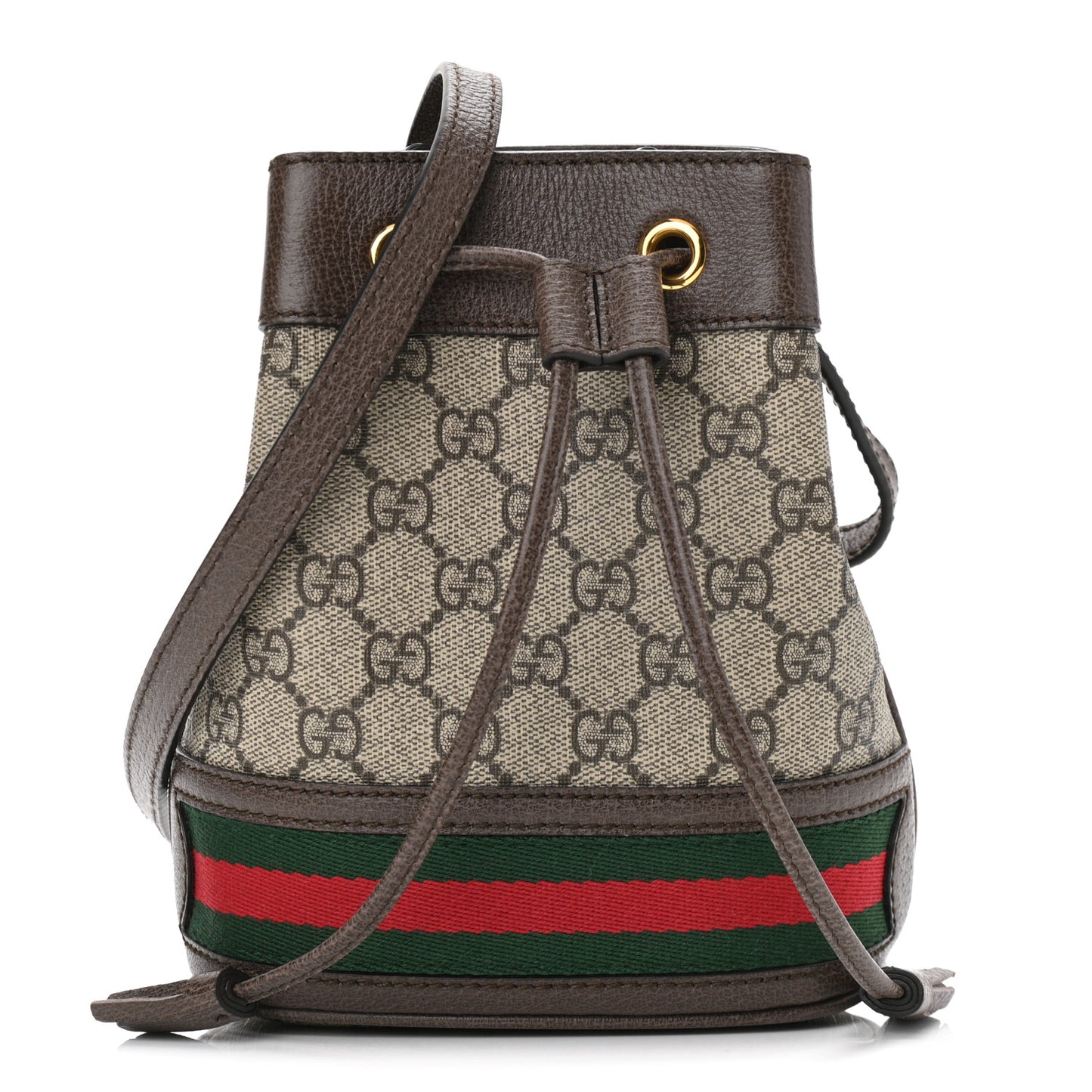 GG Supreme Monogram Web Mini Ophidia Bucket Bag Brown