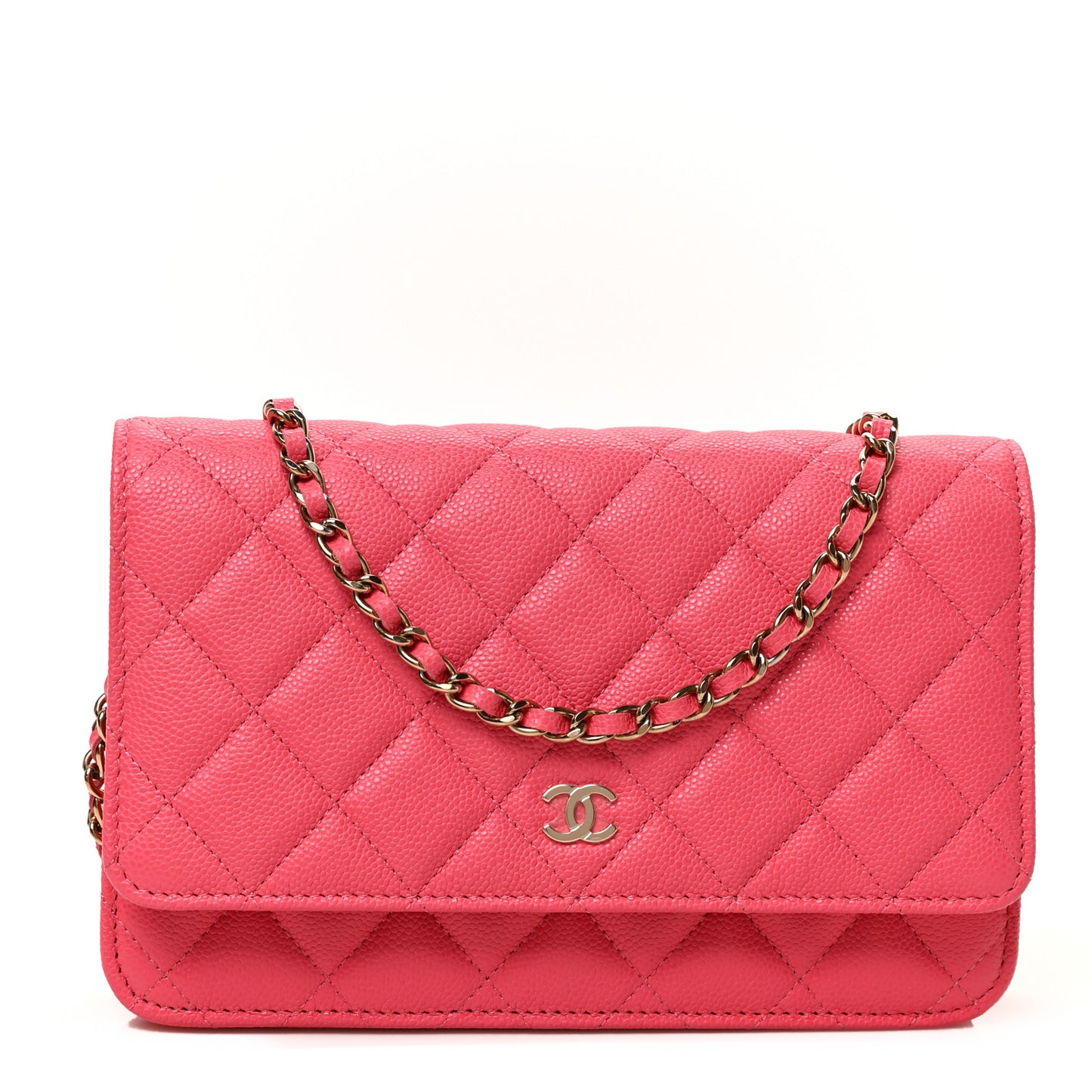 Caviar Quilted Wallet on Chain WOC Pink