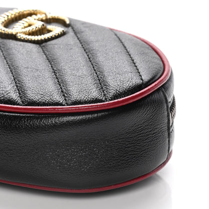 Gucci Azalea Calfskin Matelasse Diagonal Torchon GG Marmont Belt Bag 85 34 Black Romantic Cerise 10 of 11