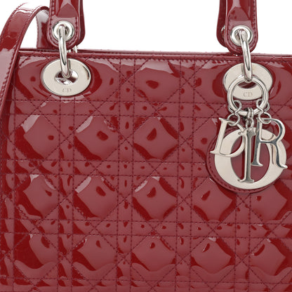 Christian Dior Patent Cannage Medium Lady Dior Burgundy Red 8 of 12