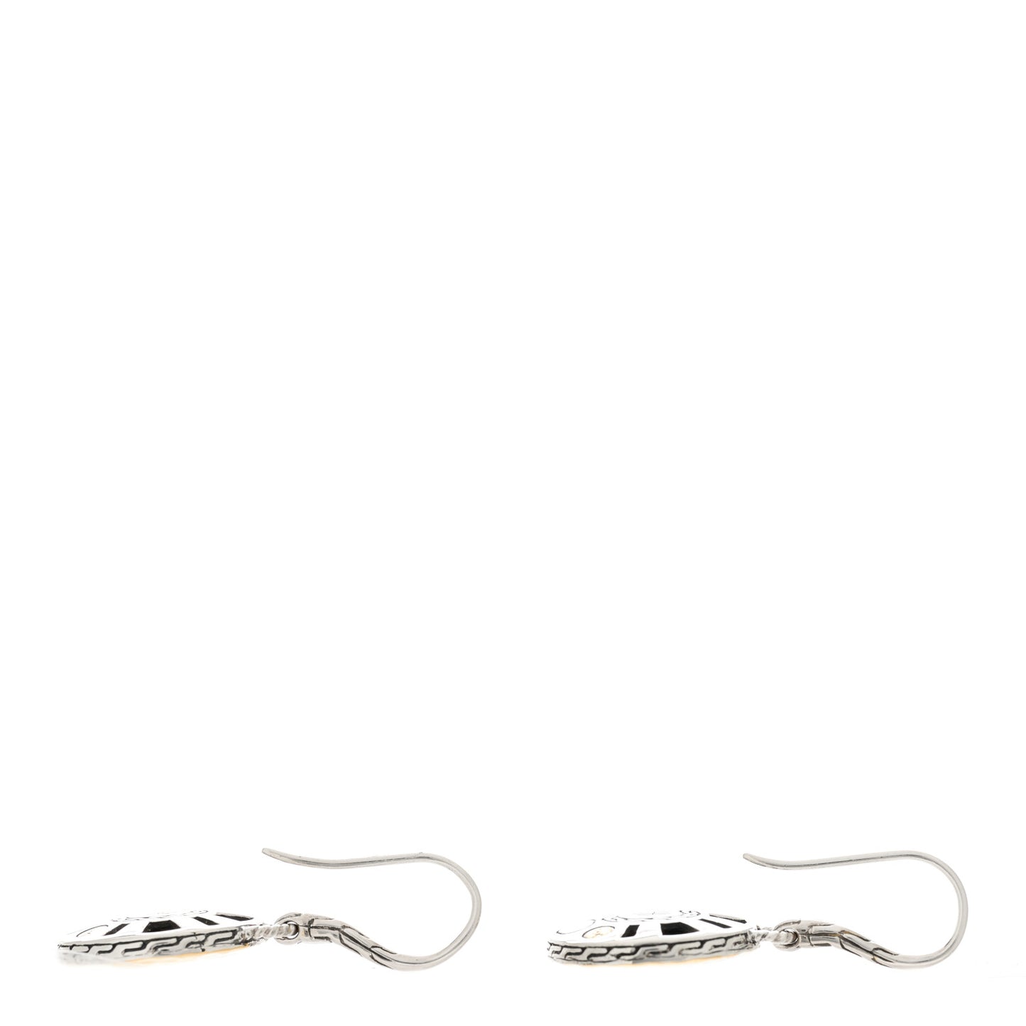 Sterling Silver 18K Yellow Gold Hammered Disc Drop Earrings