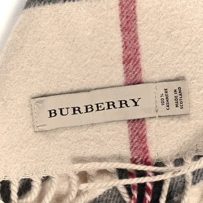 Burberry Cashmere Giant Check Fringe Scarf Ivory 3 of 4