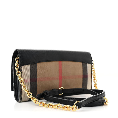 Burberry Calfskin House Check Henley Wallet On Chain Black 3 of 13