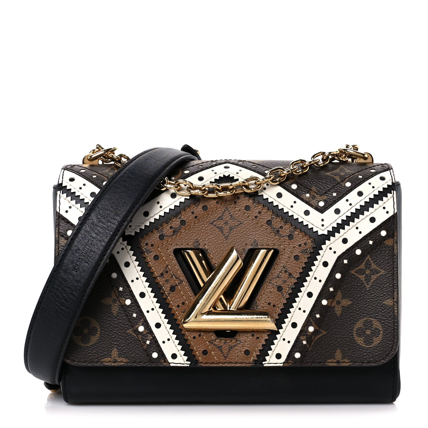 Louis Vuitton Veau Satin Monogram Twist Shoulder Bag MM Black 1 of 10