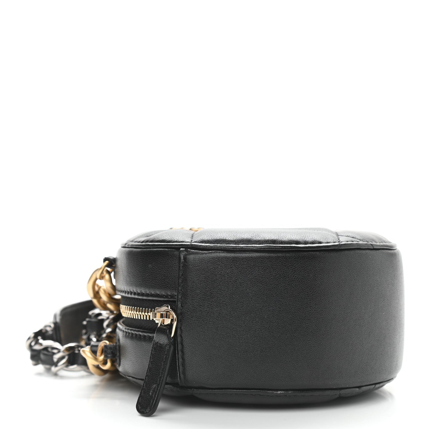 Chanel Lambskin Quilted Chanel 19 Round Clutch With Chain Black 4 of 9