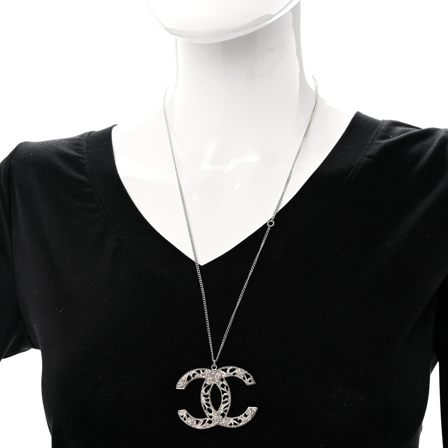 Large Baroque CC Necklace Silver