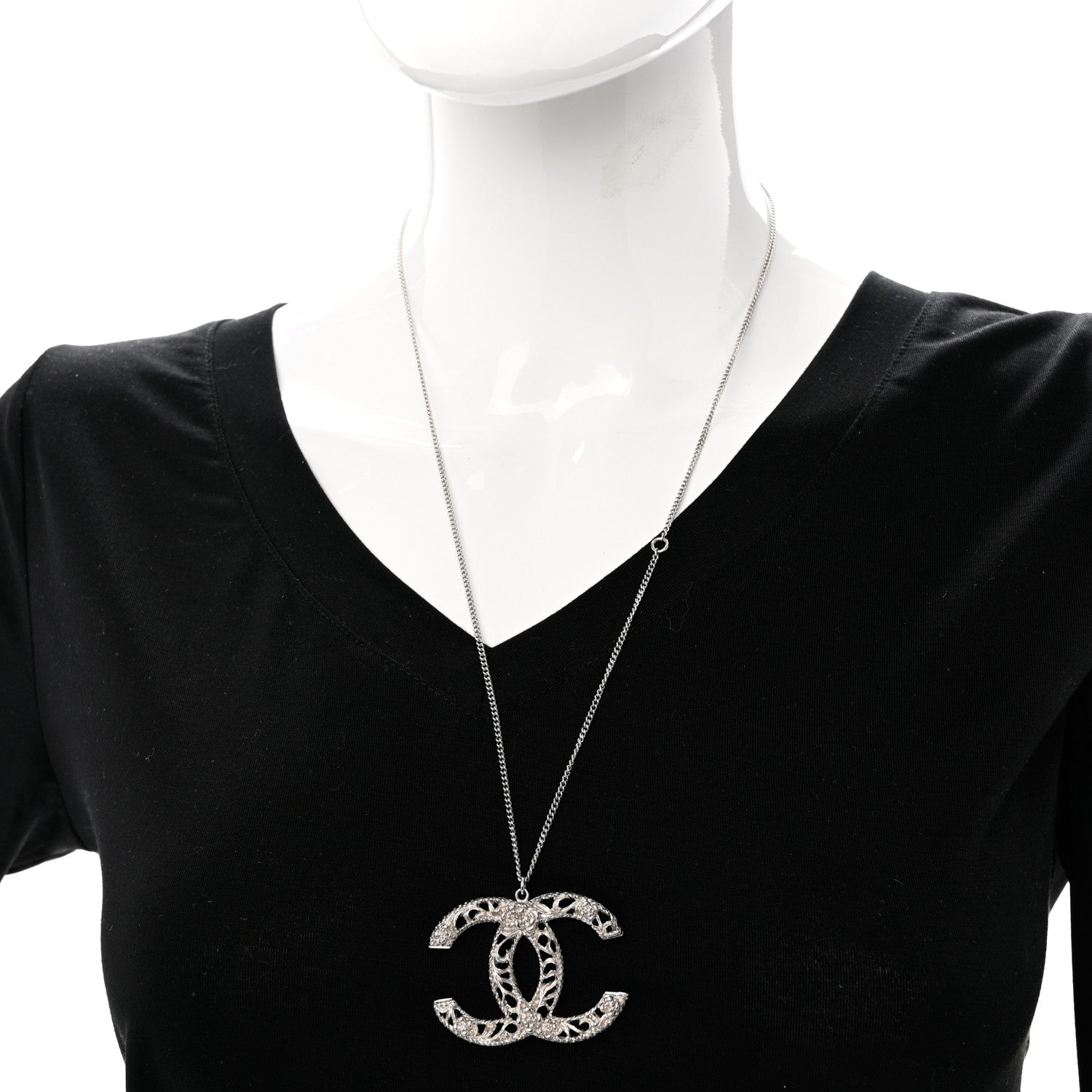 Chanel Large Baroque CC Necklace Silver 2 of 6