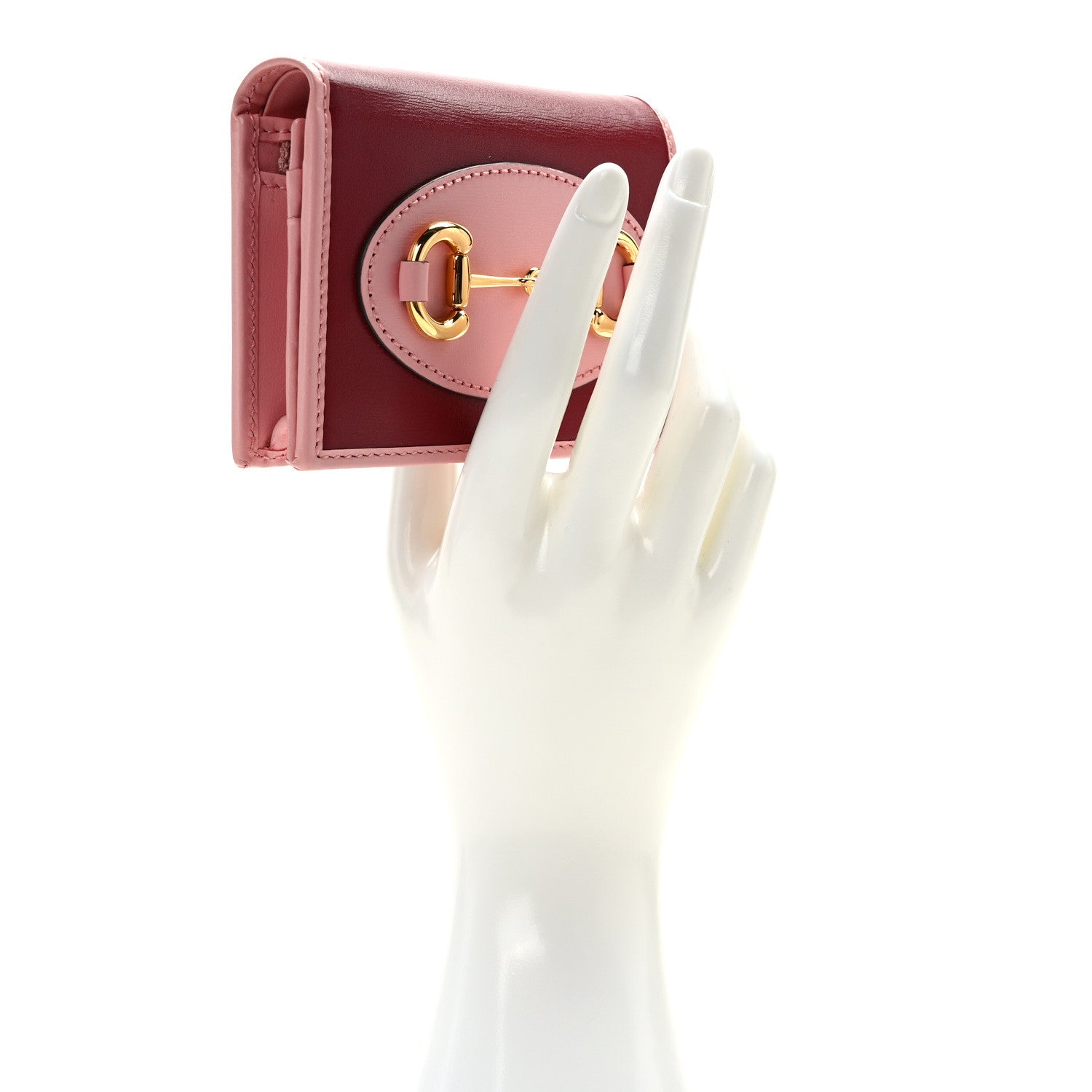 Gucci Boarded Plutone Calfskin Horsebit 1955 Card Case Wallet New Cherry Red Wild Rose 2 of 8