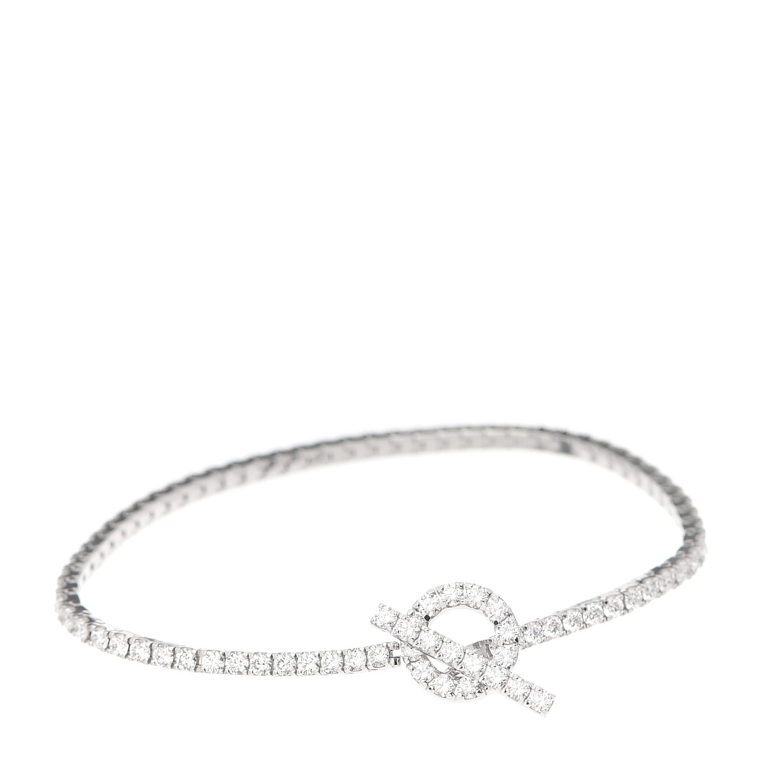 Hermes 18K White Gold Diamond Finesse Link Bracelet SH 1 of 5