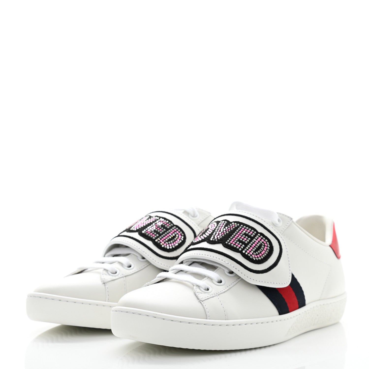 Gucci Calfskin Ayers Web Crystal LOVED Womens New Ace Sneakers 36 White 3 of 12