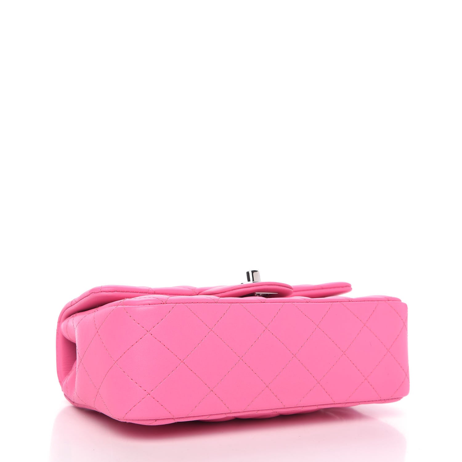 Chanel Lambskin Quilted Mini Rectangular Flap Neon Pink 4 of 11