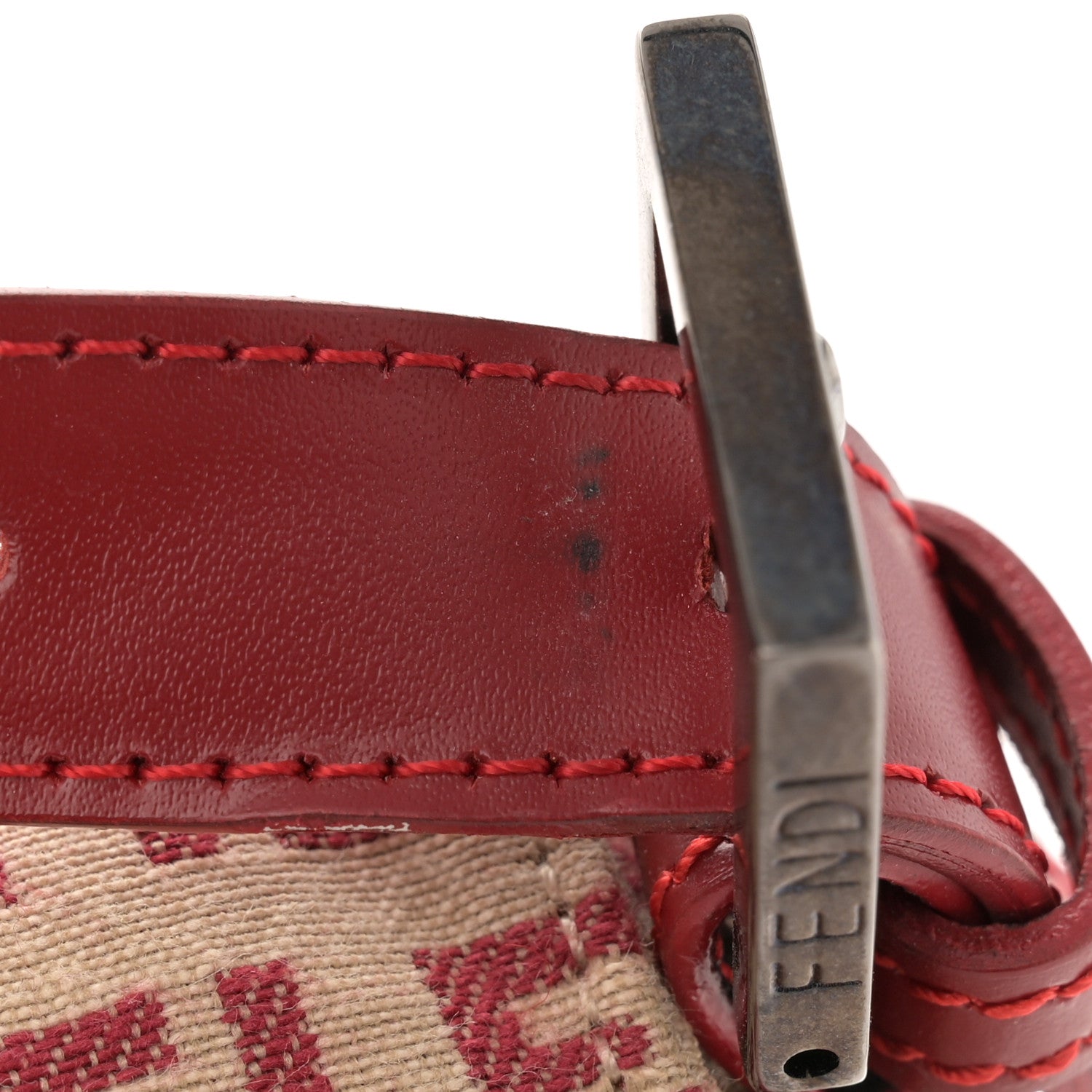 Fendi Zucchino Vitello Mama Baguette Beige Rosso 11 of 12