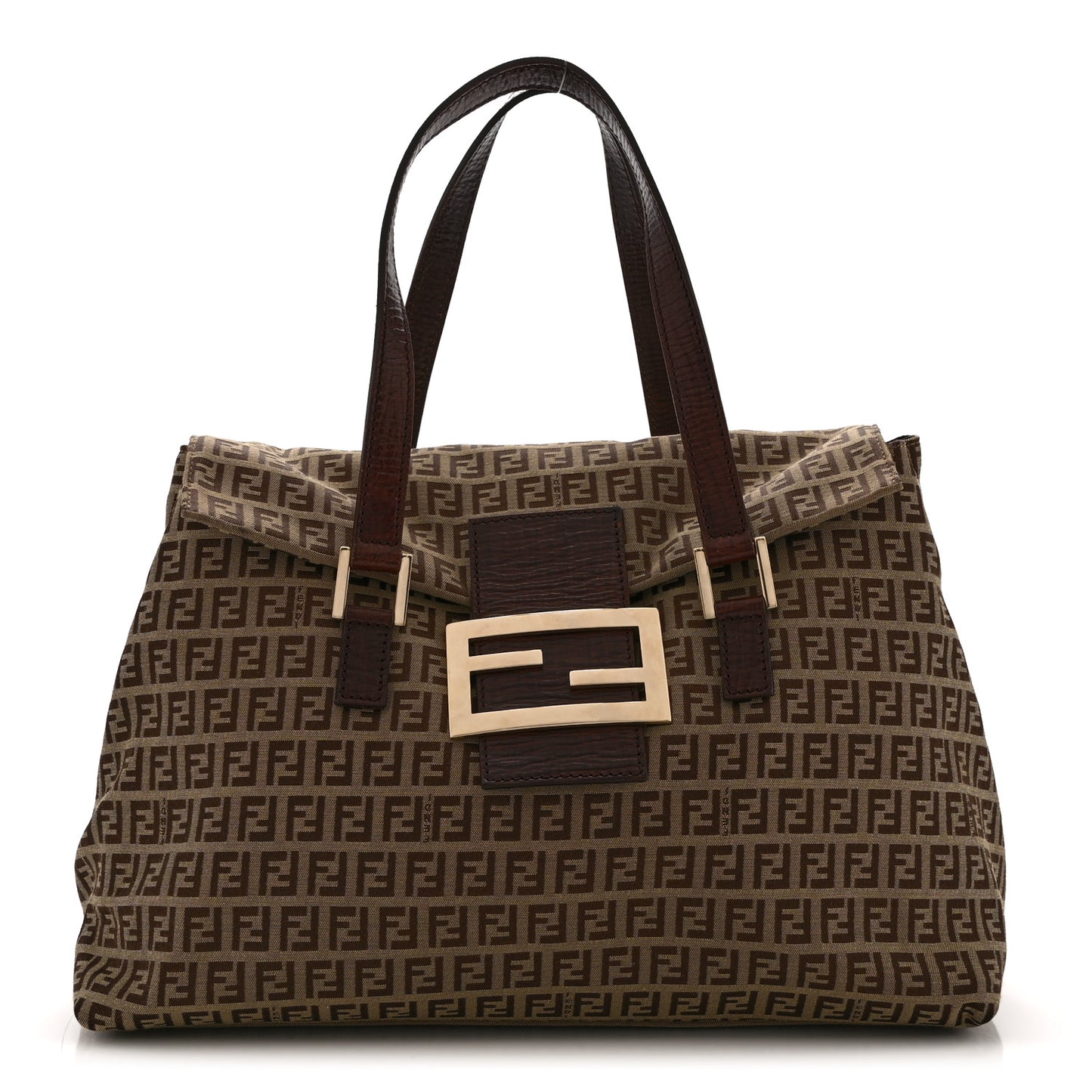 Zucchino Vitello Shoulder Bag Mogano Panna Bruciato