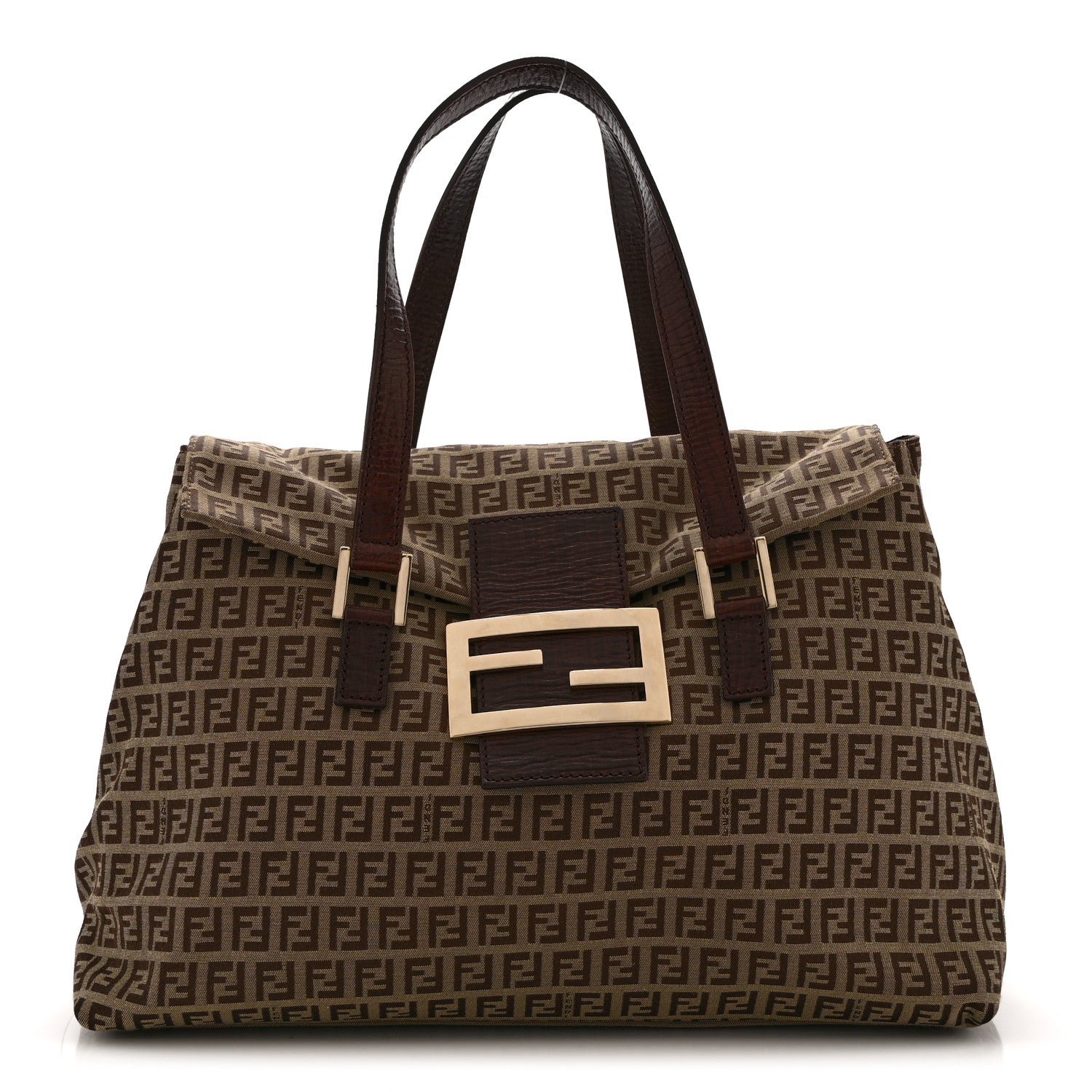 Fendi Zucchino Vitello Shoulder Bag Mogano Panna Bruciato 1 of 10