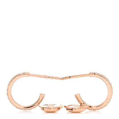 Tiffany 18K Rose Gold Diamond Small Metro Hoop Earrings 3 of 5