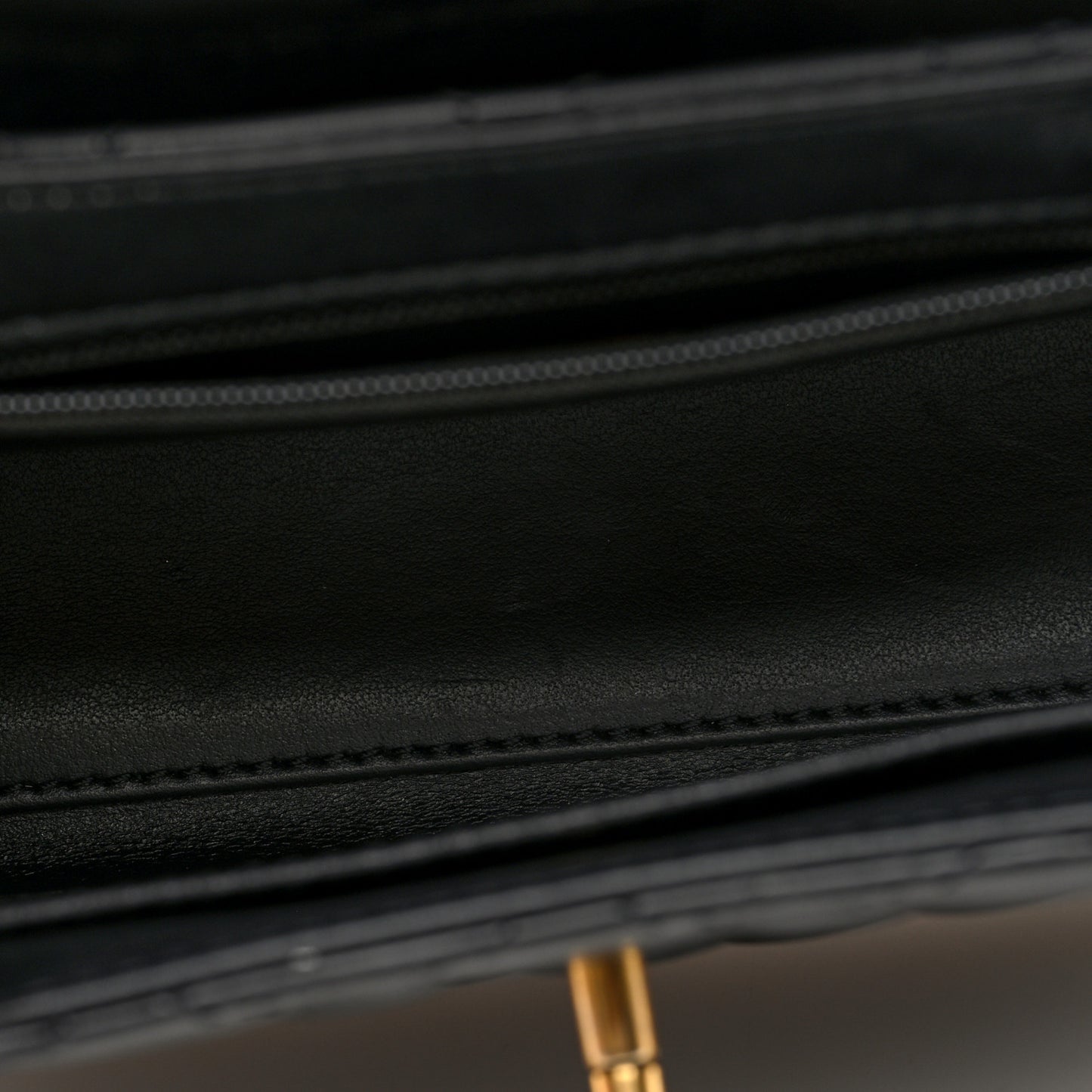 Shiny Aged Calfskin Quilted Nano Kelly Shopper Black