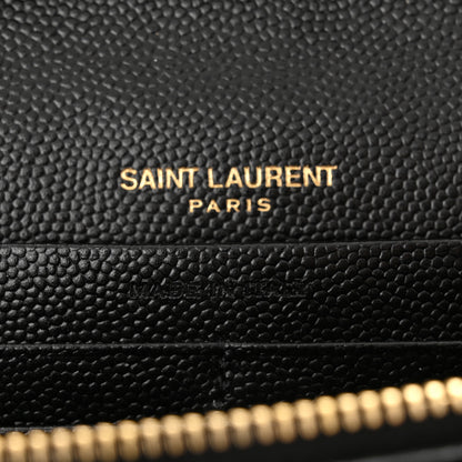 Saint Laurent Grain De Poudre Mixed Matelasse Triquilt Monogram Chain Wallet Black 6 of 10