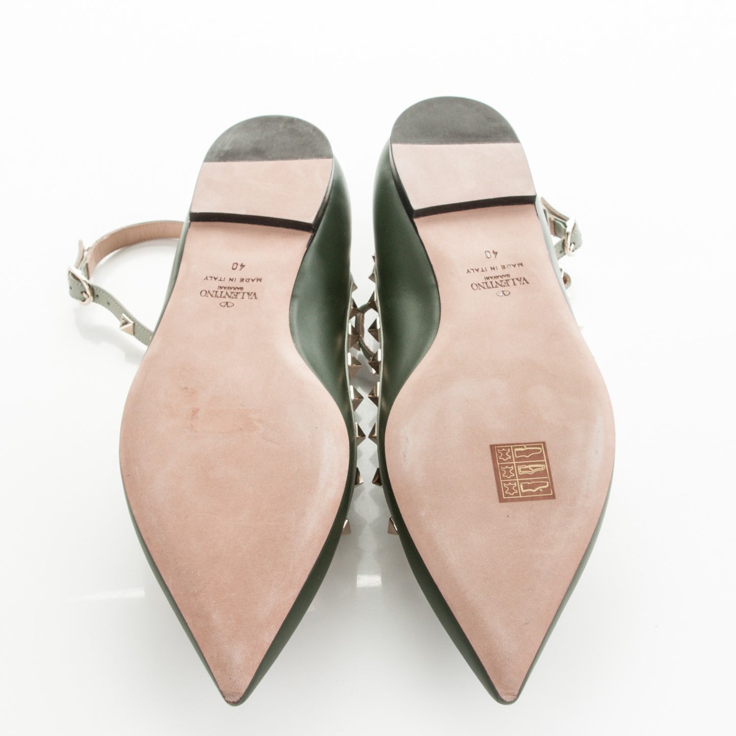 Nappa Rockstud Cage Ballerina Flats 40 Vert Fonce