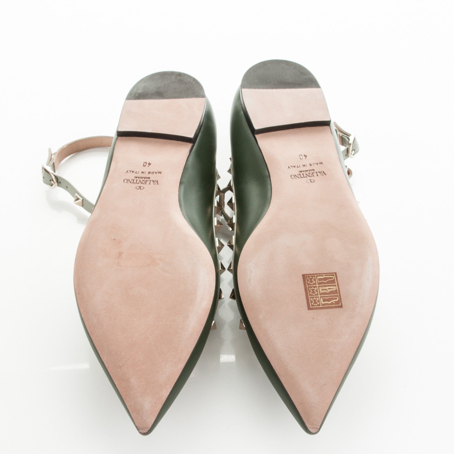 Valentino Garavani Nappa Rockstud Cage Ballerina Flats 40 Vert Fonce 5 of 8