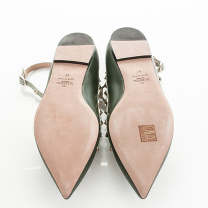 Valentino Garavani Nappa Rockstud Cage Ballerina Flats 40 Vert Fonce 5 of 8