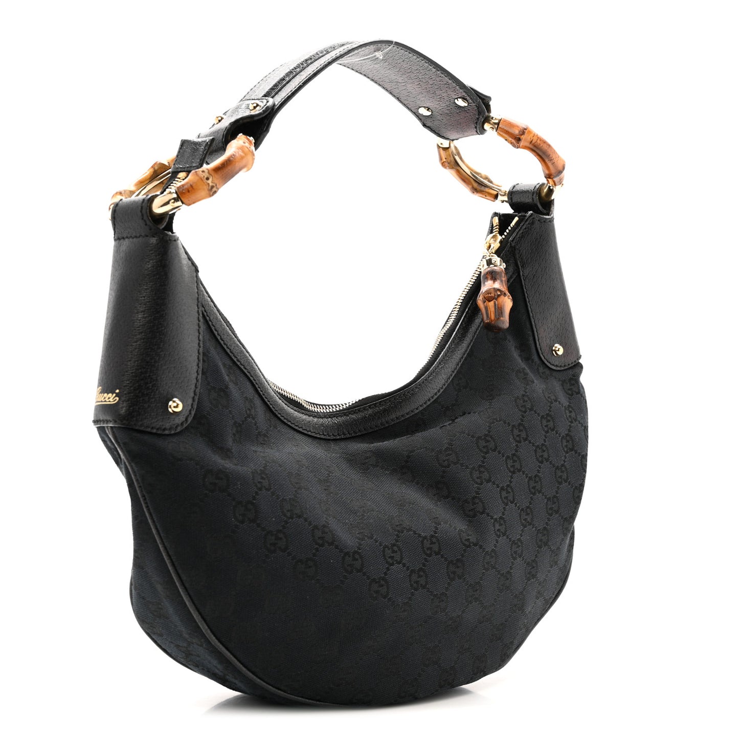 Monogram Half Moon Bamboo Ring Hobo Black