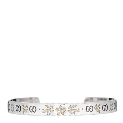 Gucci 18K White Gold Enamel Icon Blooms Cuff Bracelet 1 of 5
