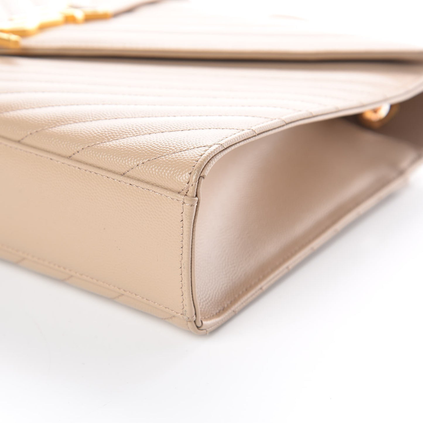 Grain De Poudre Matelasse Chevron Large Monogram Satchel Dark Beige