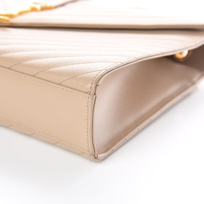 Saint Laurent Grain De Poudre Matelasse Chevron Large Monogram Satchel Dark Beige 6 of 10