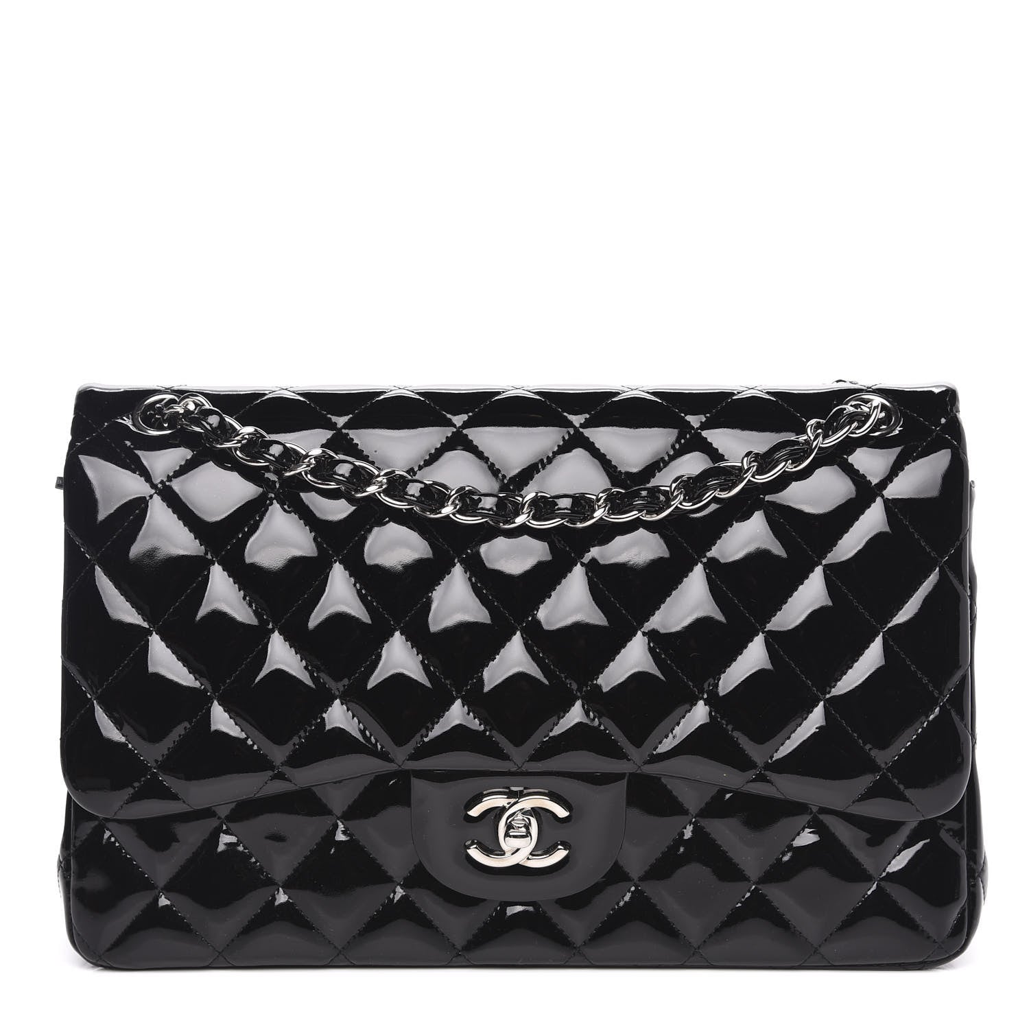 Chanel Patent Quilted Jumbo Double Flap Black 1 of 14