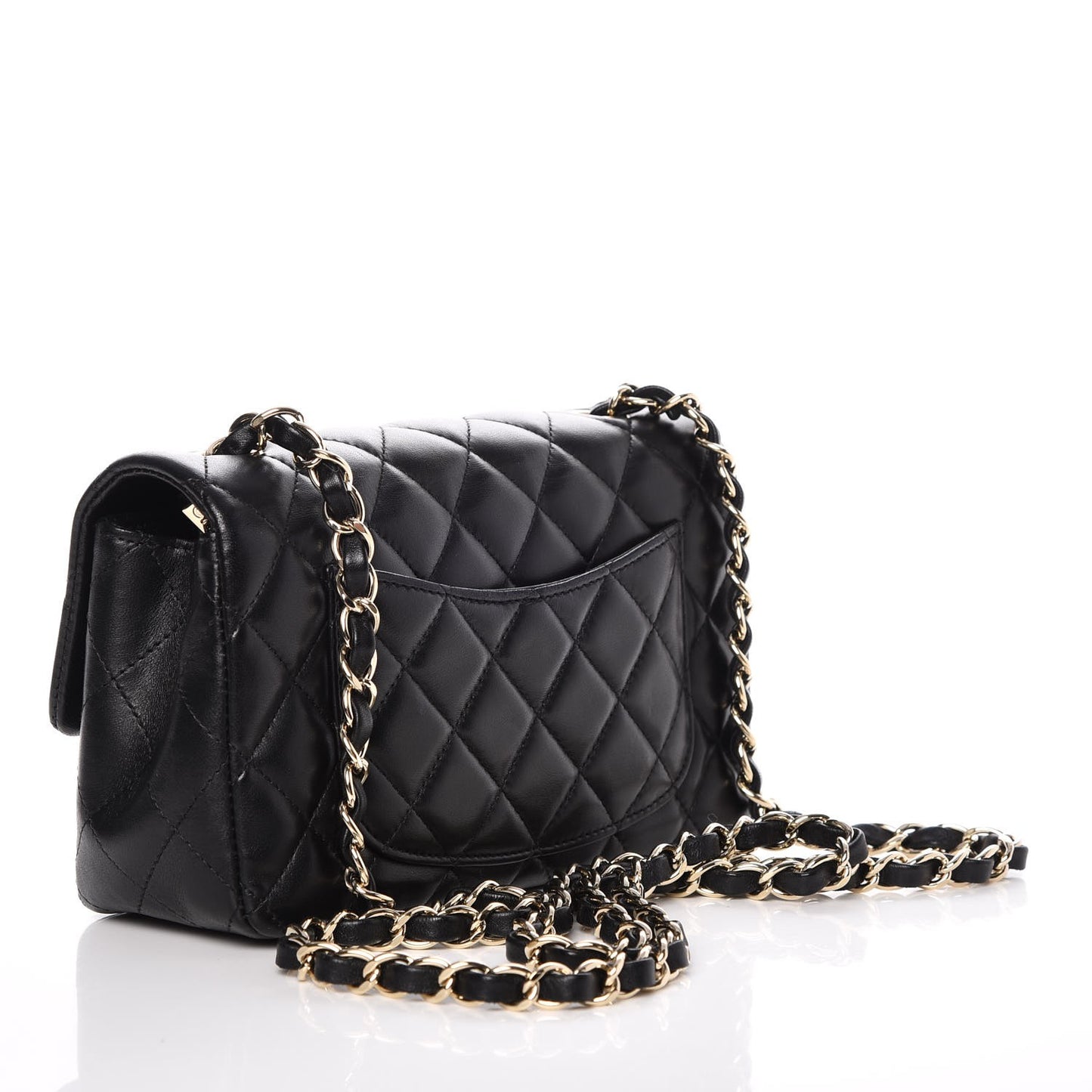 Lambskin Quilted Mini Rectangular Flap Black