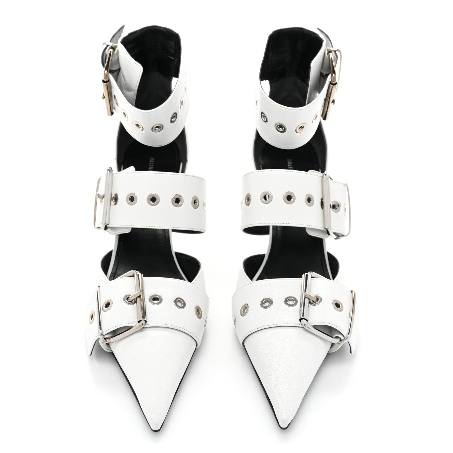 Balenciaga Shiny Kidskin Point Toe Buckle Pumps 38 White 2 of 13