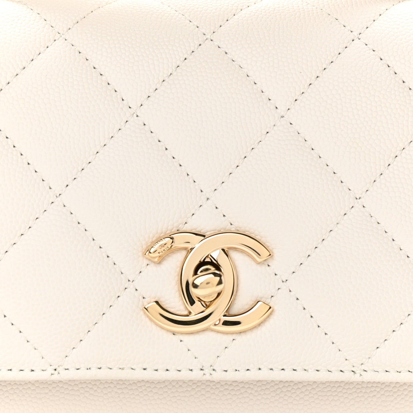 Caviar Quilted Small Business Affinity Flap White