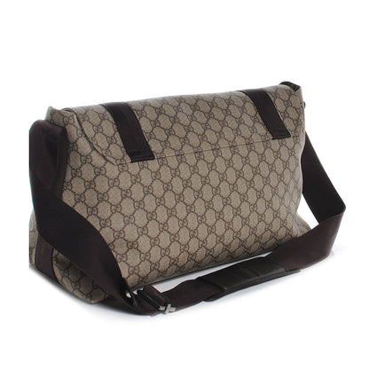 Gucci GG Plus Monogram Double Buckle Flap Messenger Bag Beige Ebony 3 of 7
