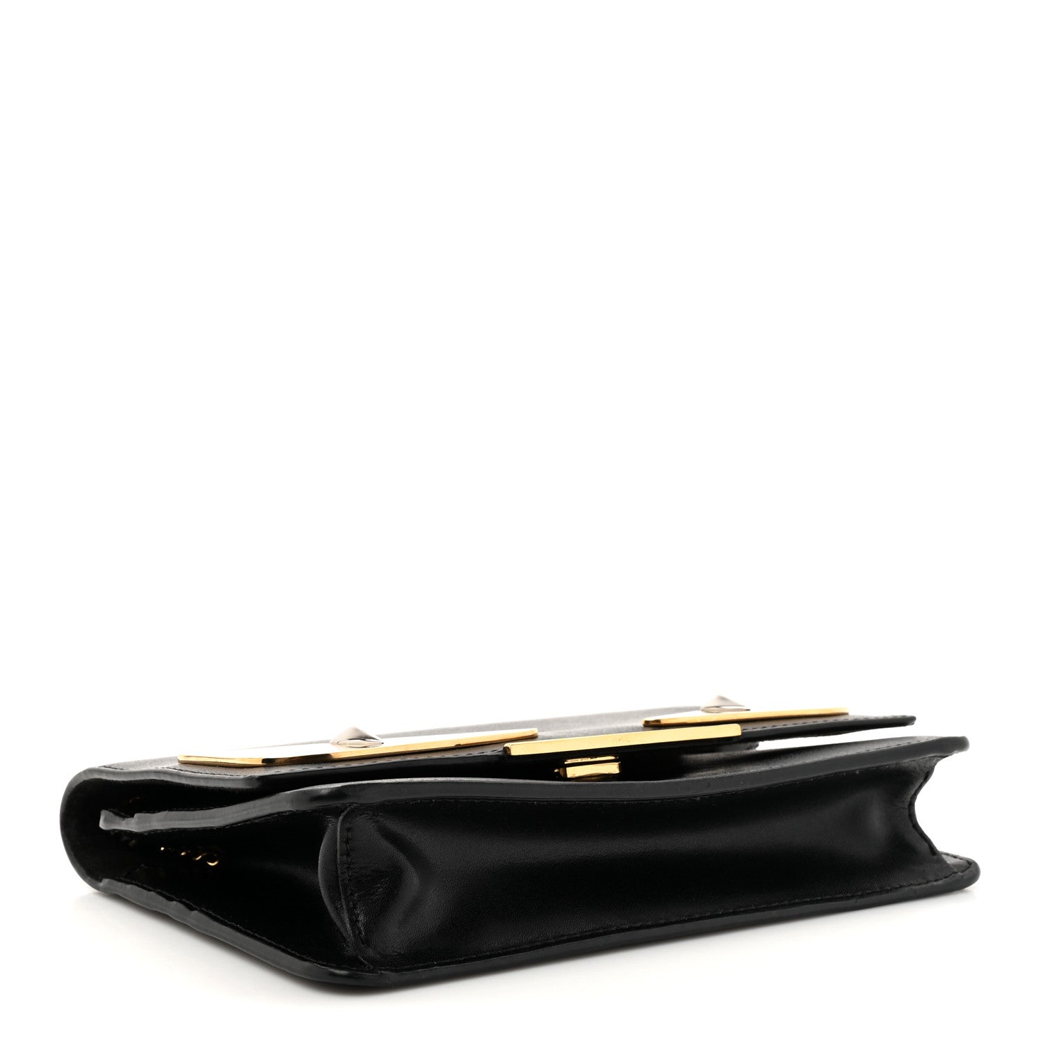 Fendi Vitello Liberty Lucido Metal Monster Eyes Tube Wallet on Chain Black 4 of 13