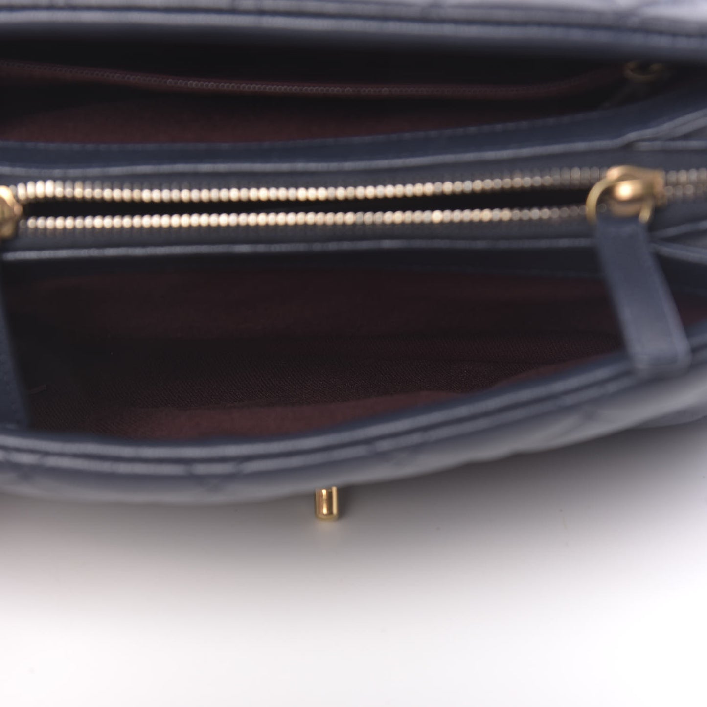 Shiny Sheepskin Quilted Small Trapezio Flap Navy