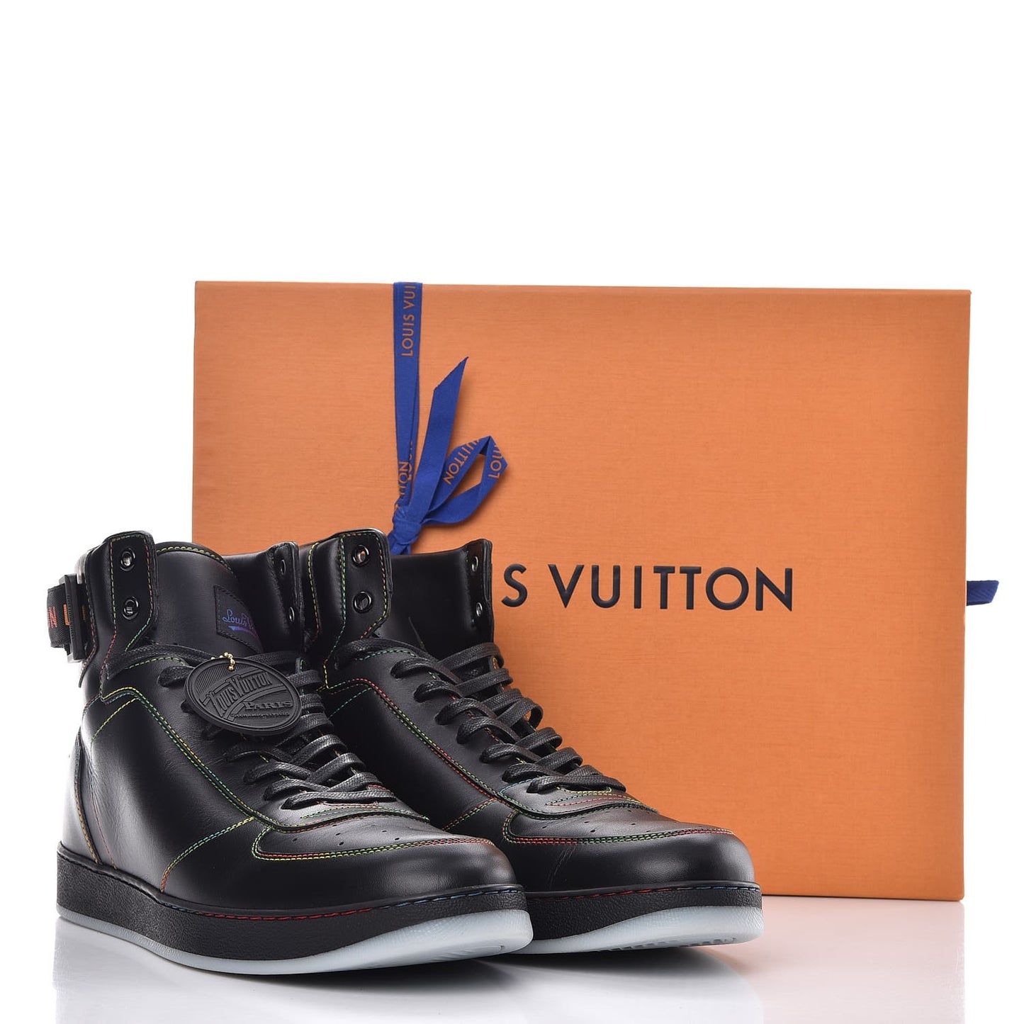 Calfskin Rivoli High Top Sneakers 8.5 Black Multicolor