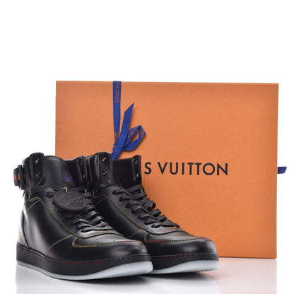Louis Vuitton Calfskin Rivoli High Top Sneakers 8.5 Black Multicolor 12 of 12