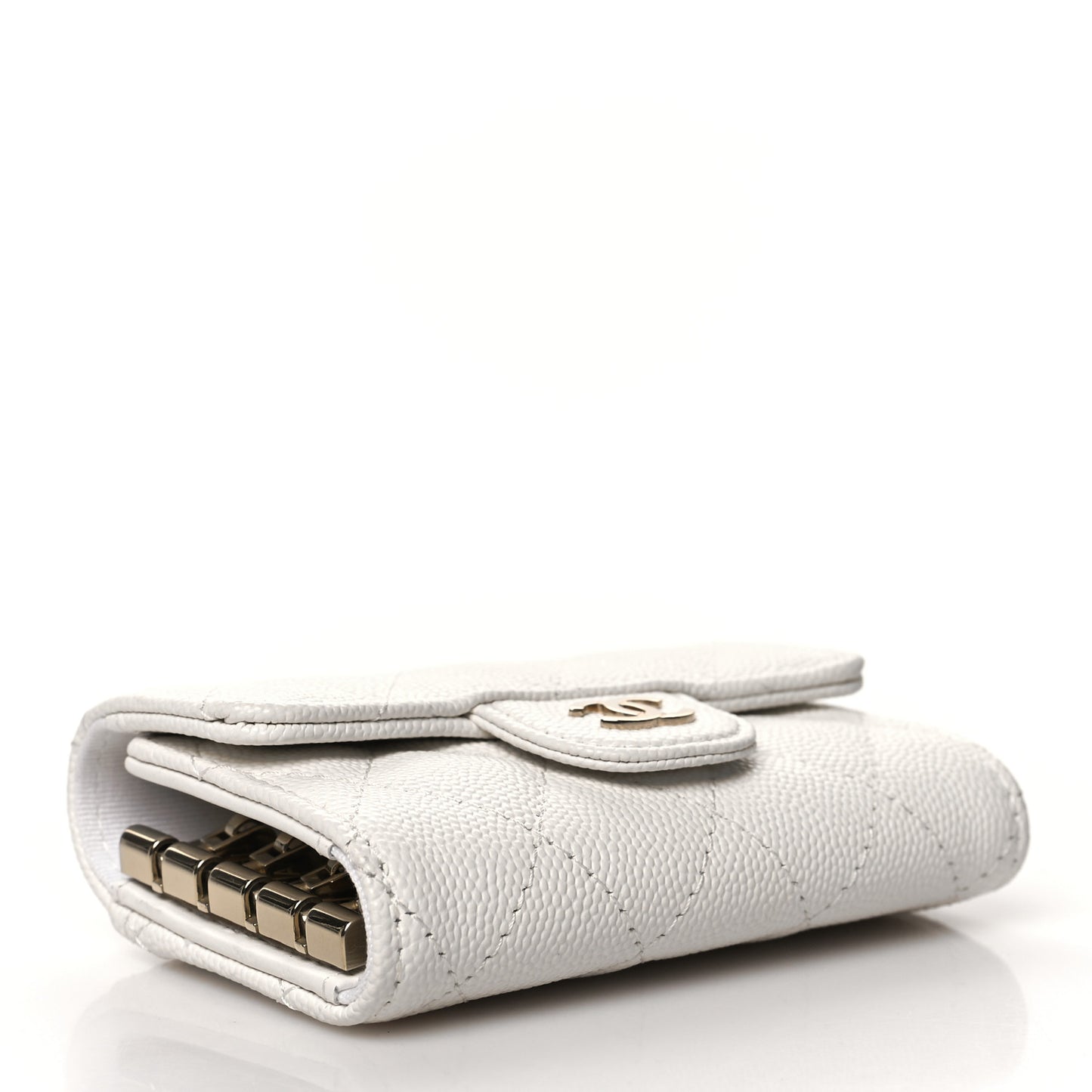 Caviar Quilted Classic 4 Key Holder Wallet White