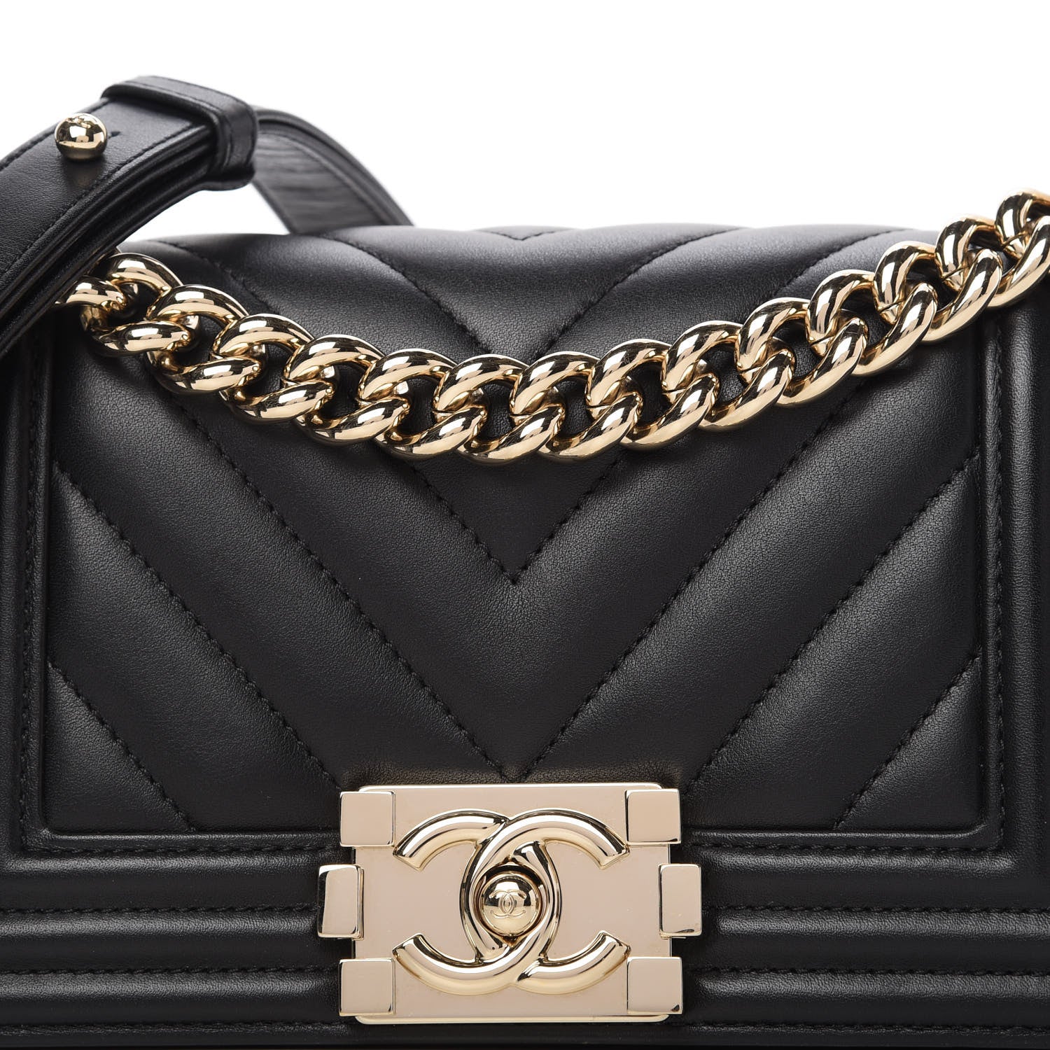 Chanel Lambskin Chevron Quilted Small Boy Flap Black 10 of 10