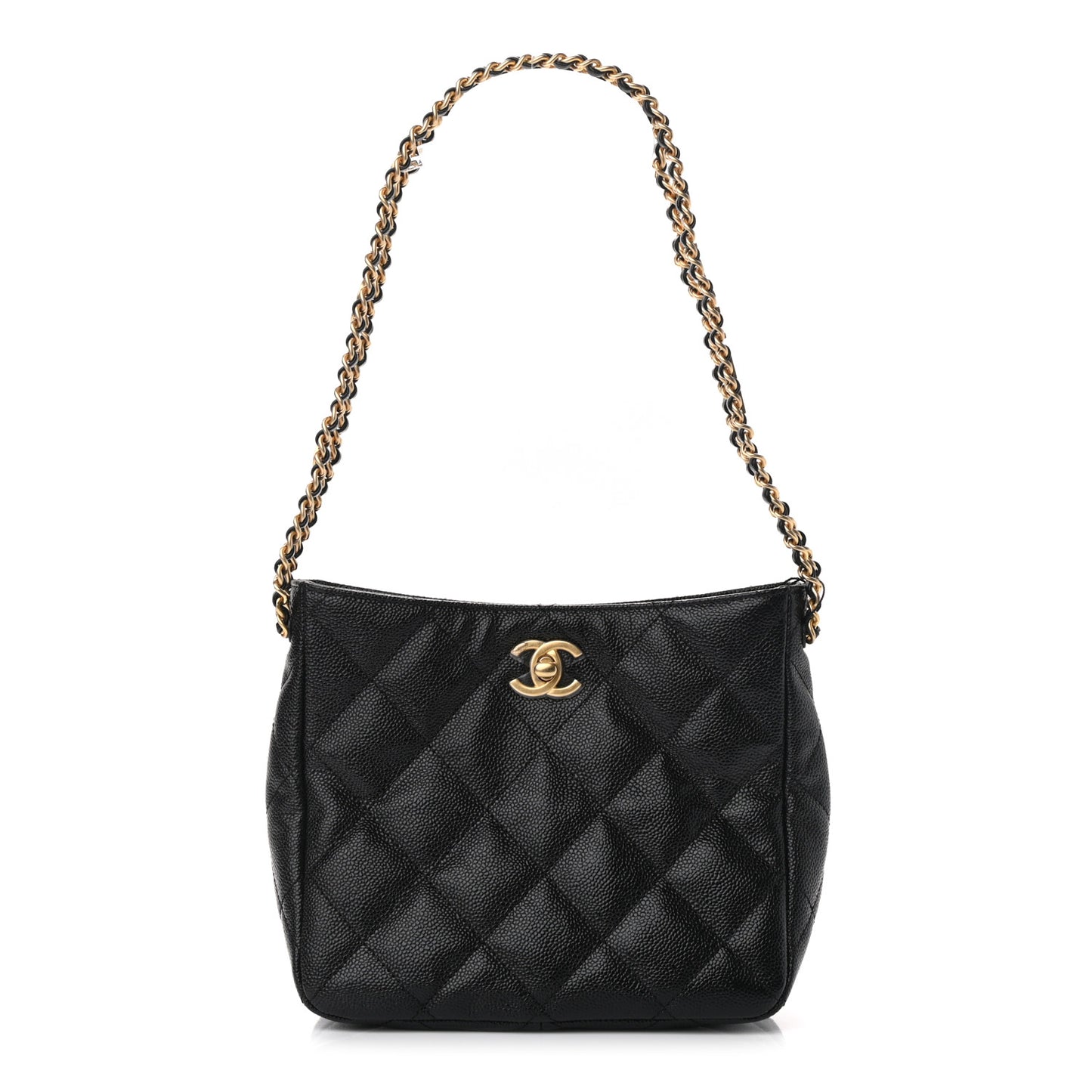 Caviar Quilted Small Pick Me Up Hobo Black