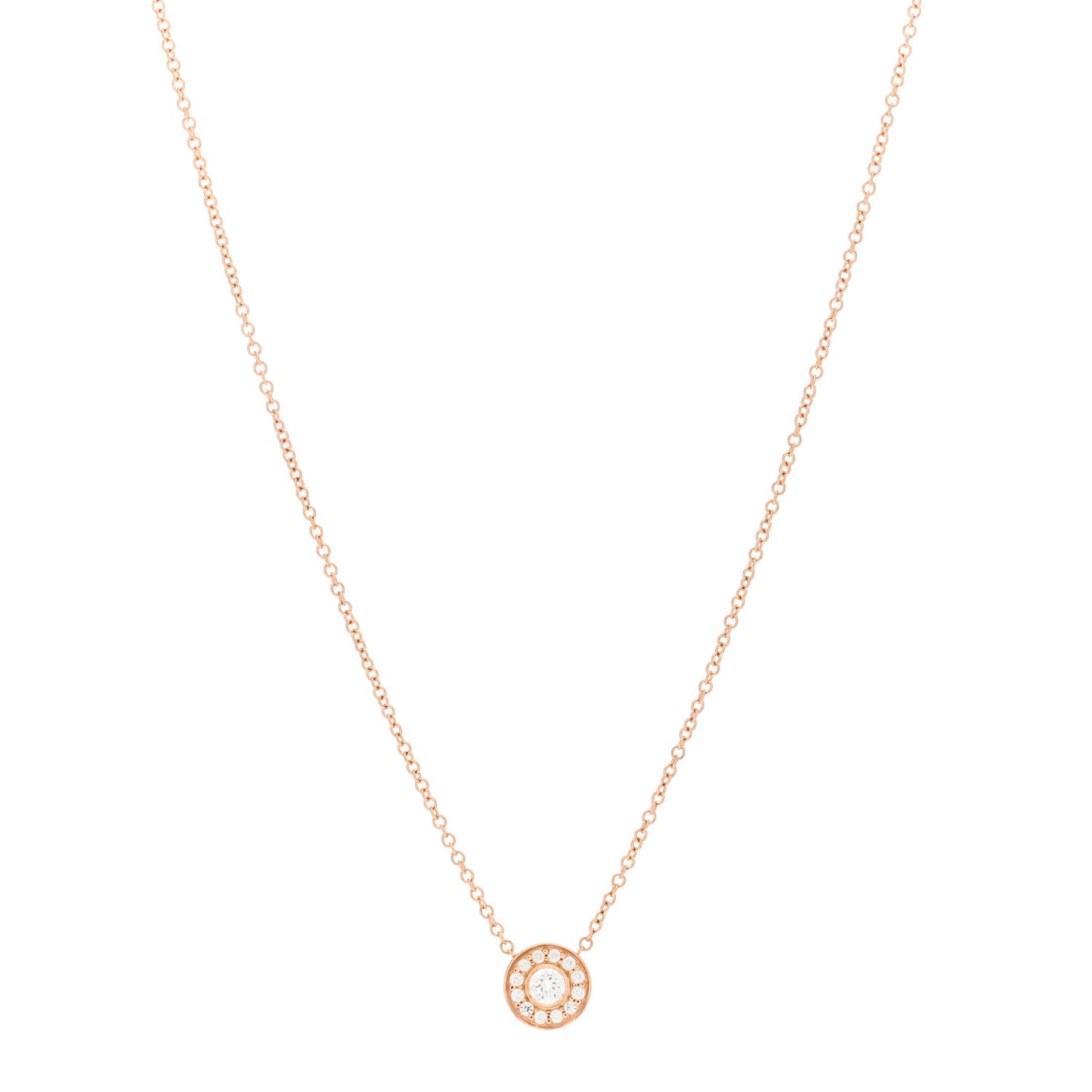 18K Rose Gold Diamond .16ctw Circlet Pendant Necklace