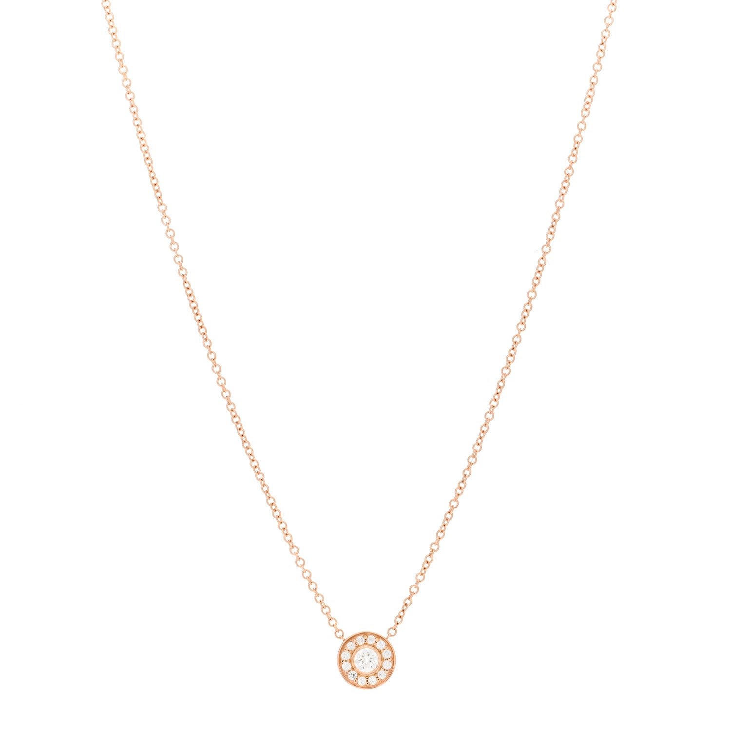 Tiffany 18K Rose Gold Diamond .16ctw Circlet Pendant Necklace 1 of 5