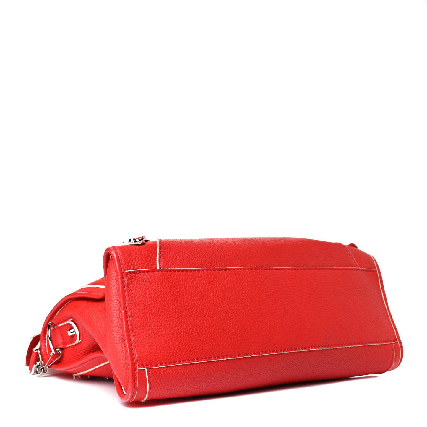 Supple Grained Calfskin Classic Silver Hardware Highlight City Rouge Fraise
